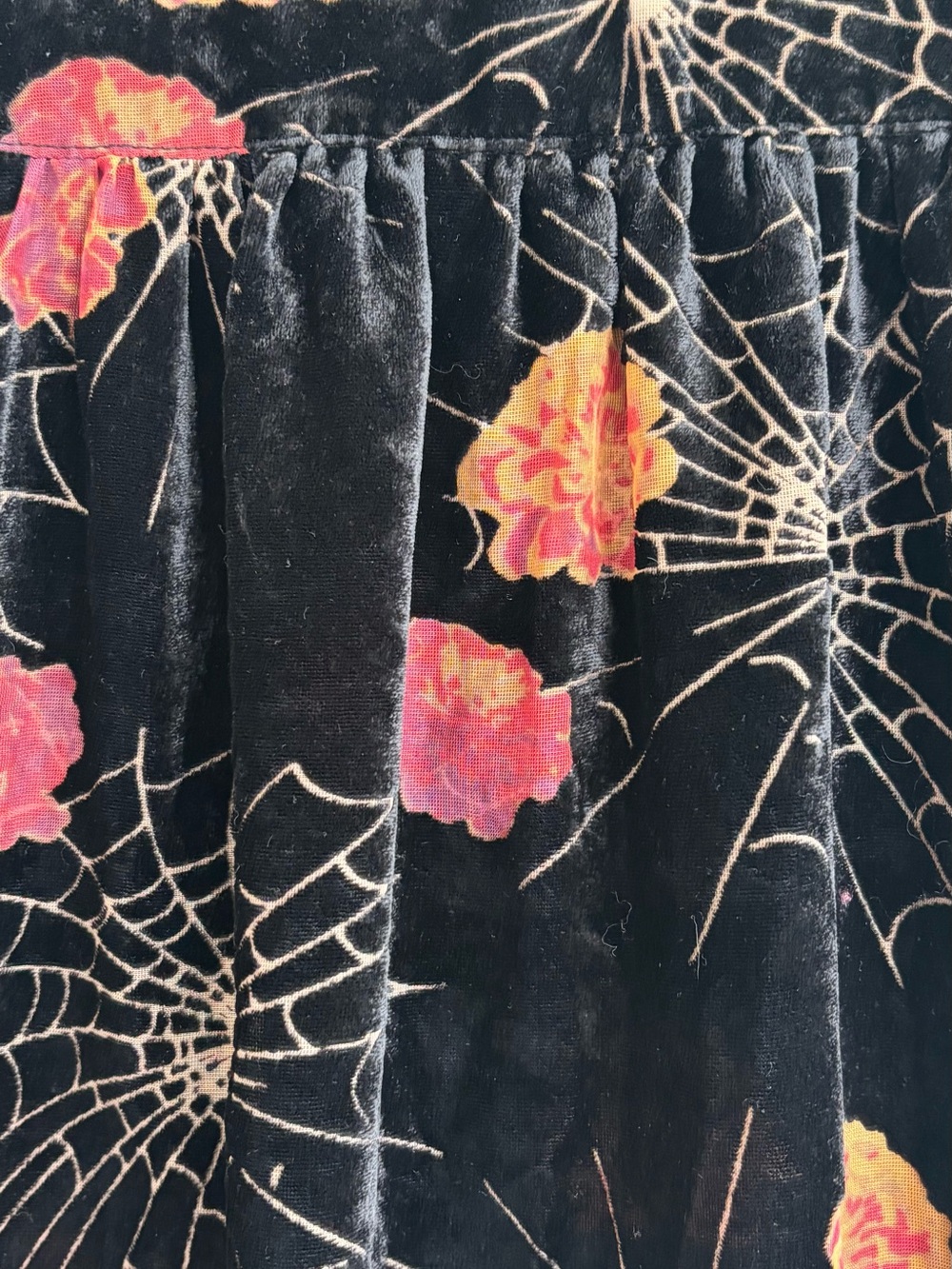 Modcloth Black Velvet Burnout Floral and Spiderweb Button Down Top Women’s 1X - Picture 13 of 16